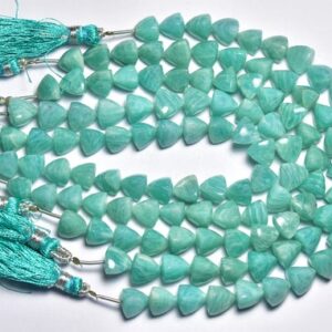 Super Quality Amazonite Pyramids - 8 inches - Beautiful Natural Smooth Amazonite Trillion Briolettes - Size is 8.5 - 9 mm #2111