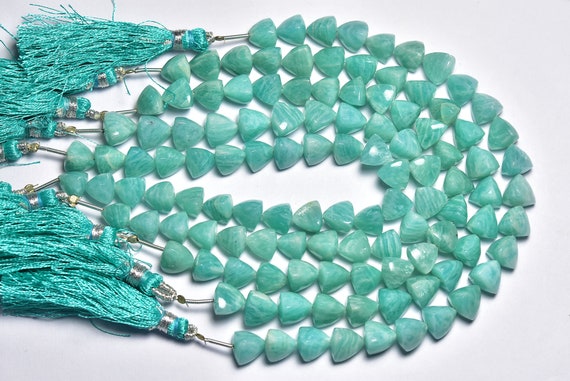 Super Quality Amazonite Pyramids - 8 Inches - Beautiful Natural Smooth Amazonite Trillion Briolettes - Size Is 8.5 - 9 Mm #2111