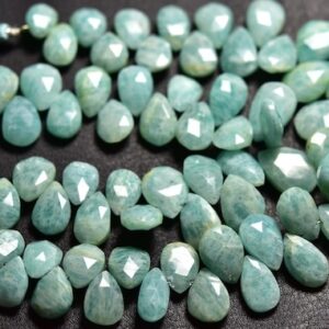 Amazonite Pear Briolette Beads - 8 inches - Beautiful Natural Faceted Amazonite Pear Briolettes - Size is 9x12-10x15 mm #1245