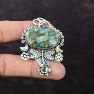 Copper Amazonite Dragonfly Pendant: Handmade 925 Sterling Silver Jewelry Copper Amazonite Dragonfly Pendant: Handmade 925 Sterling Silver Jewelry