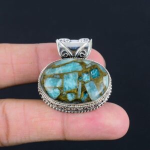 Copper Amazonite Pendant: Handmade 925 Sterling Silver Gemstone Jewelry Copper Amazonite Pendant: Handmade 925 Sterling Silver Gemstone Jewelry
