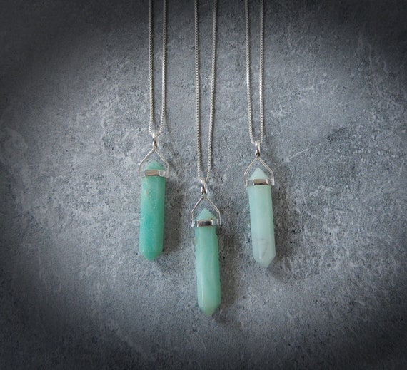 Amazonite Gemstone Necklace Sterling Silver • Genuine Amazonite • Blue Amazonite Point • Sterling Amazonite Pendant • Affordable Gift