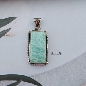 Handmade Amazonite Pendant: 925 Sterling Silver Boho Necklace Handmade Amazonite Pendant: 925 Sterling Silver Boho Necklace