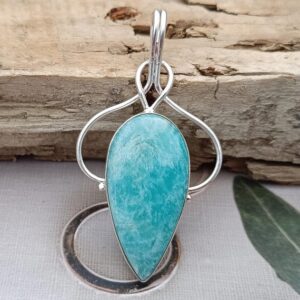 Handmade Amazonite Pendant: 925 Sterling Silver Teardrop Necklace Handmade Amazonite Pendant: 925 Sterling Silver Teardrop Necklace