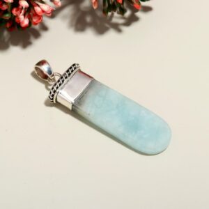 Handmade Amazonite Pendant: 925 Sterling Silver Bezel, Blue Gemstone Handmade Amazonite Pendant: 925 Sterling Silver Bezel, Blue Gemstone