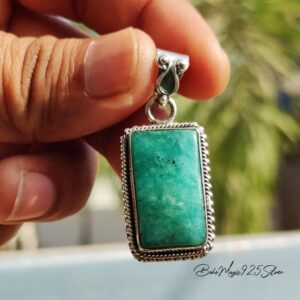 Handmade Amazonite Pendant: 925 Sterling Silver Boho Necklace Handmade Amazonite Pendant: 925 Sterling Silver Boho Necklace