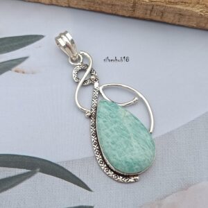 Handmade Amazonite Pendant: 925 Sterling Silver Gemstone Necklace Handmade Amazonite Pendant: 925 Sterling Silver Gemstone Necklace