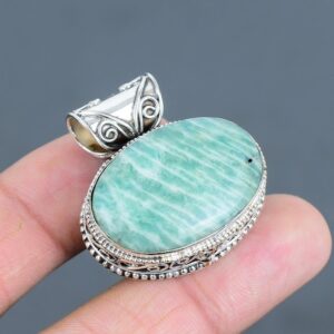 Handmade Amazonite Pendant: Vintage Sterling Silver Gemstone Jewelry Handmade Amazonite Pendant: Vintage Sterling Silver Gemstone Jewelry