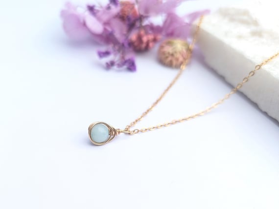 Amazonite Necklace 14k Gold Filled Minimalist Dainty Pendant Natural Gemstone Gift For Her Wire Wrapped Pendant Amazonite Necklace 14k Gold Filled Minimalist Dainty Pendant Natural Gemstone Gift For Her Wire Wrapped Pendant
