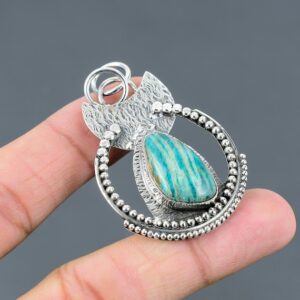 Amazonite Pendant: Trillion Gemstone, 925 Sterling Silver, Handmade Amazonite Pendant: Trillion Gemstone, 925 Sterling Silver, Handmade