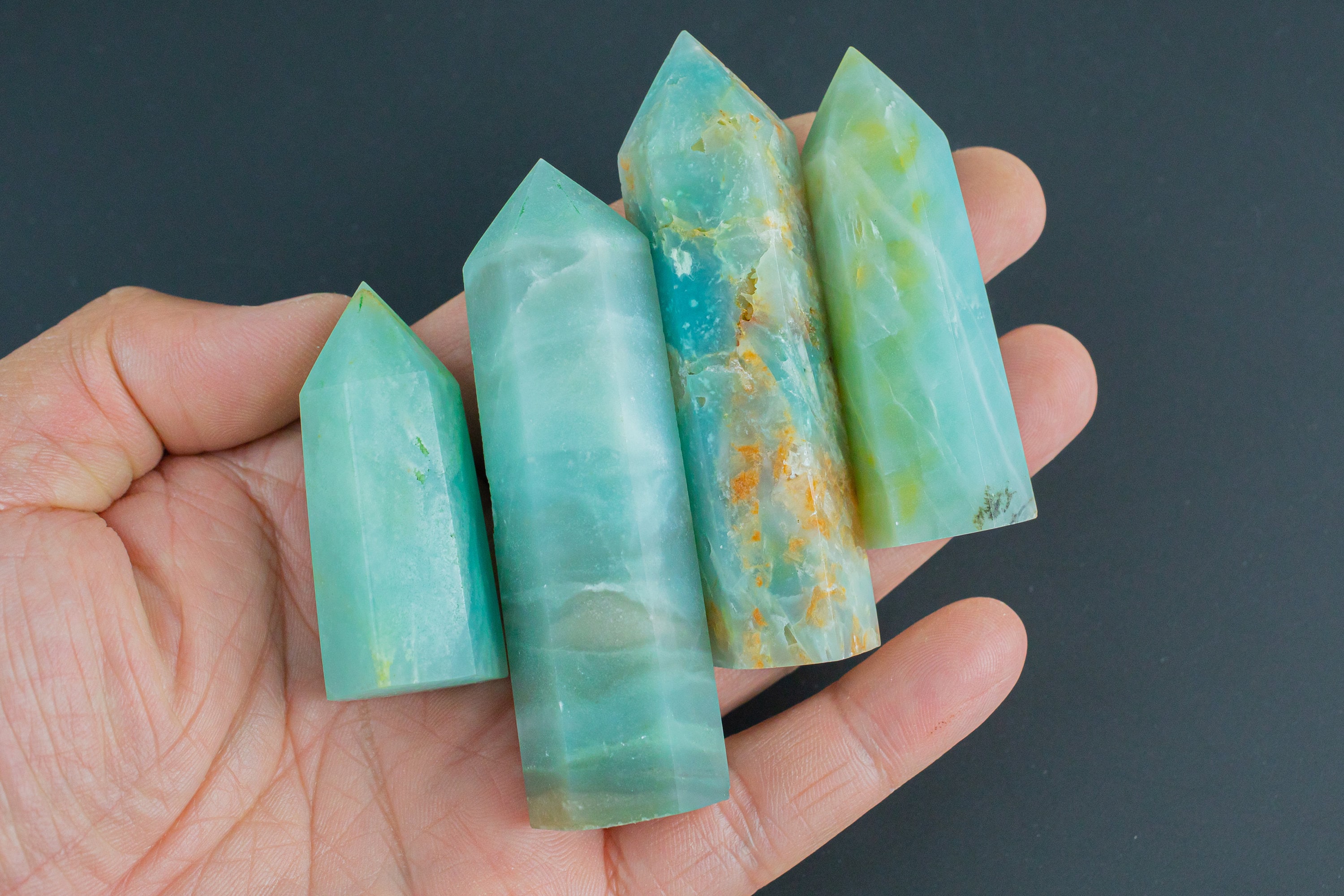 1 Pc Natural Amazonite Obelisk Tower Point Wand Healing Crystal