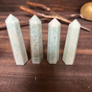 Amazonite Crystal Tower: Teal Obelisk Generator Point (3 Inch)