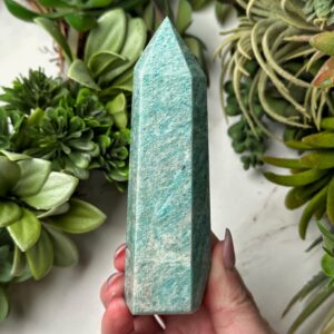 Amazonite Point | 168g | - #5 (polished Blue Crystal Tower, Throat Chakra, Healing Stone, Peace)