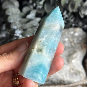 Rare Amazonite Tower With Quartz Druzy Pocket & Metallic + Red Hematite Inclusions • 3 1/4”