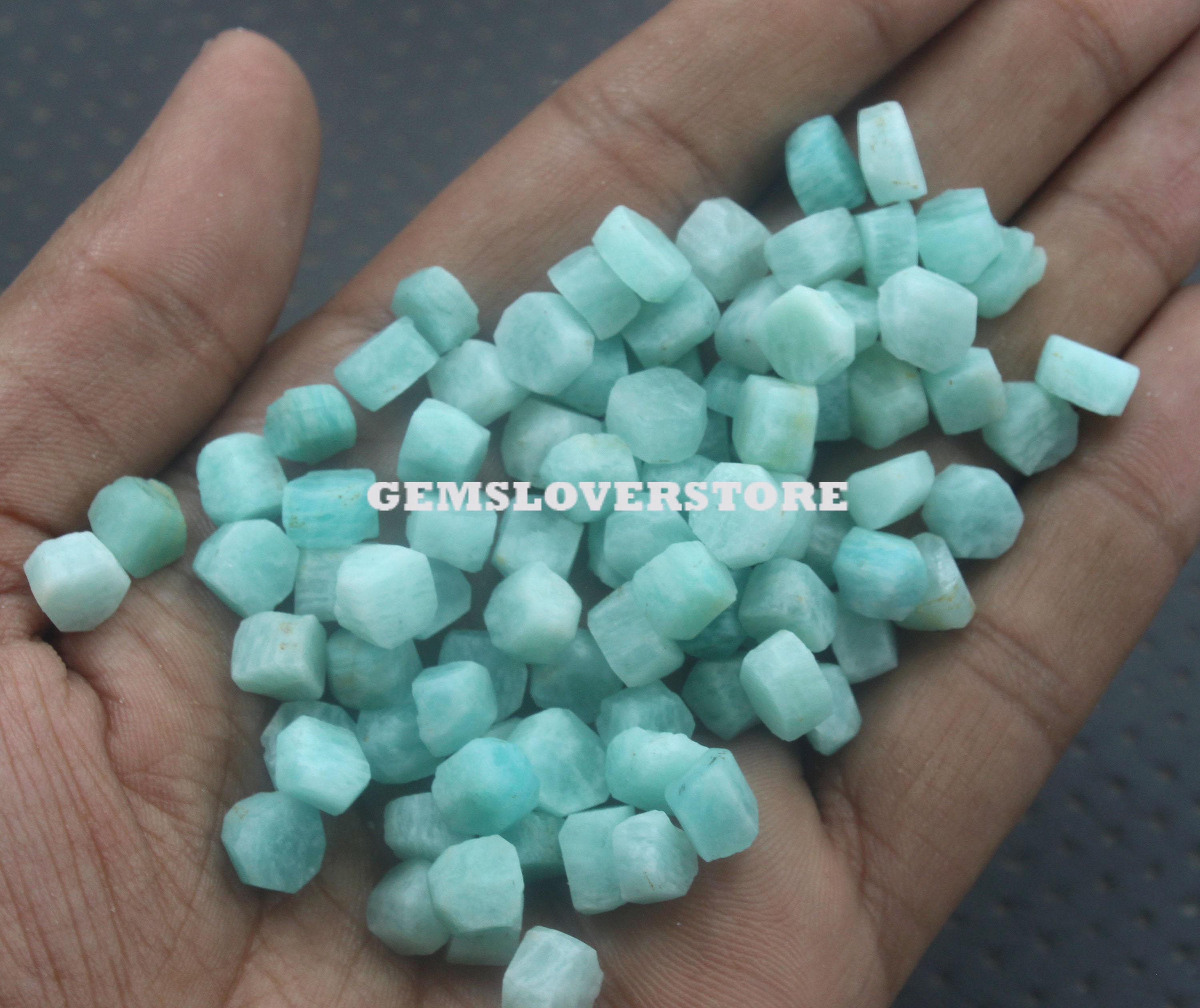 50 Raw Amazonite Gemstone Pieces: Natural Untreated Rough Stones (6-8 Mm) 50 Raw Amazonite Gemstone Pieces: Natural Untreated Rough Stones (6-8 Mm)
