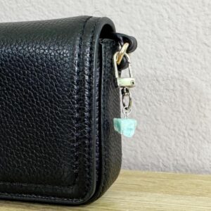 Raw Amazonite Crystal Bag Charm: Calming Gemstone Keyring Raw Amazonite Crystal Bag Charm: Calming Gemstone Keyring