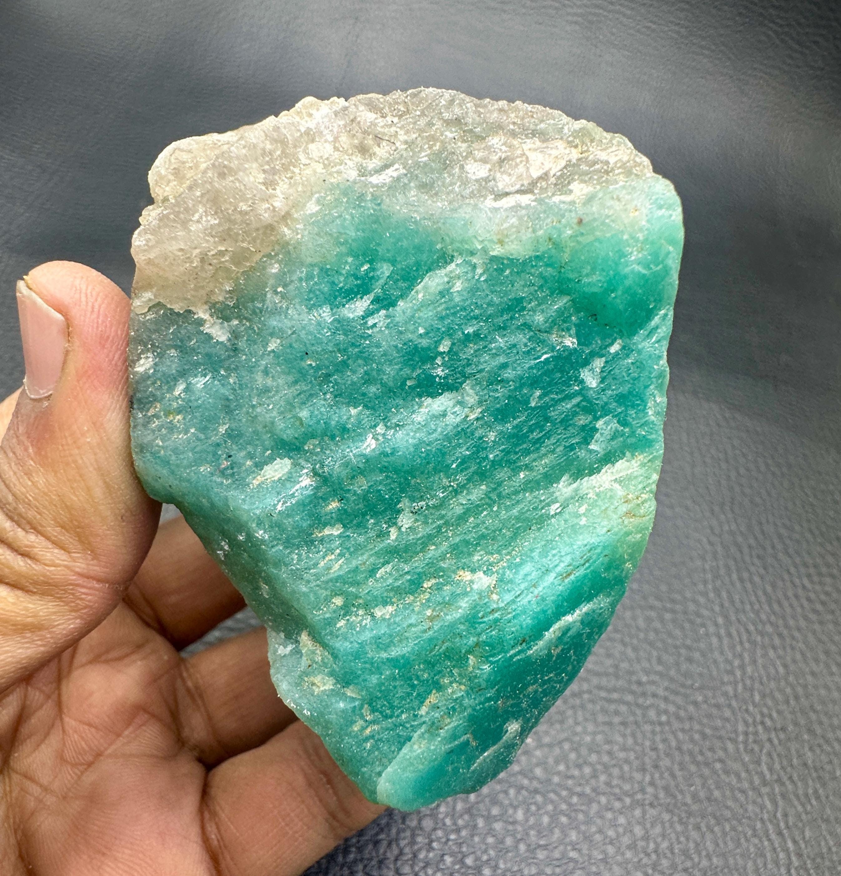 Amazonite Raw Crystal Specimen: Raw Amazonite Gemstone (85x58 Mm, 268 Gm) Amazonite Raw Crystal Specimen: Raw Amazonite Gemstone (85x58 Mm, 268 Gm)