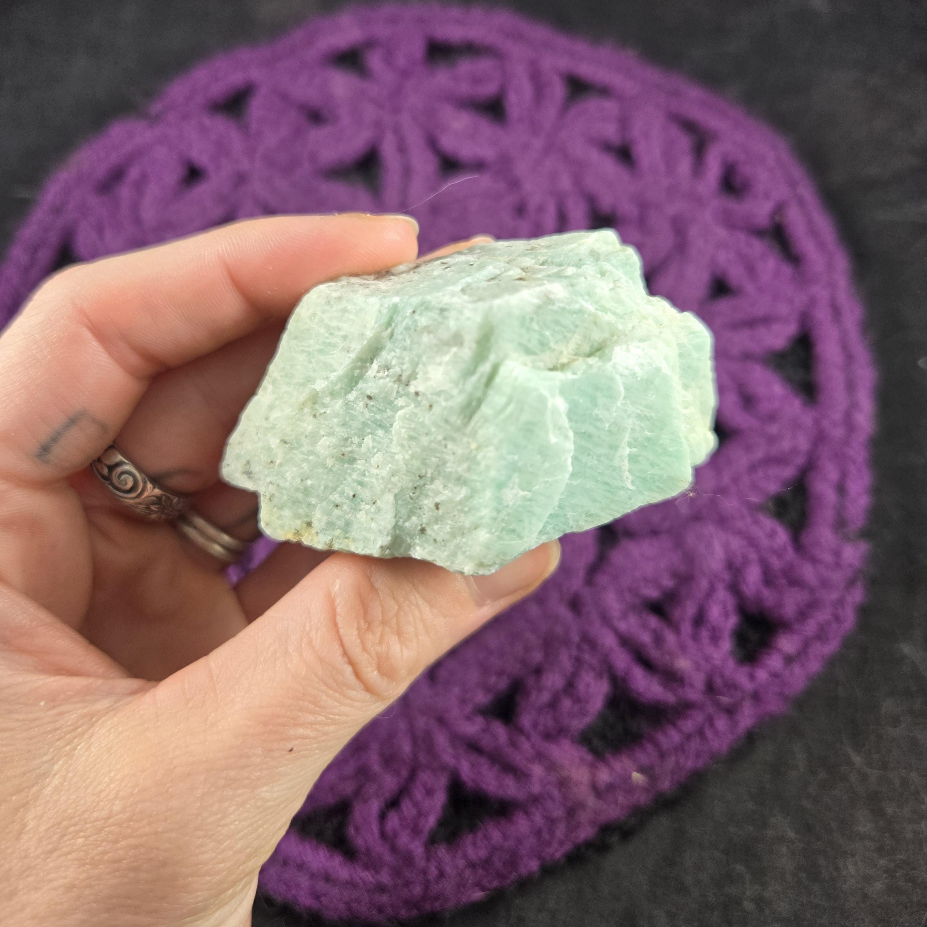 Amazonite Raw Natural Crystal Light Green Schiller Rough Stone Shimmer Tanzania Tumbling Lapidary Slab Slabbing