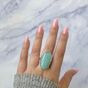 Amazonite Adjustable Ring / 925 Sterling Silver / Healing Gemstone / Gifts for her / Oval Cab / Amazonite Jewelry / Statement Ring AMZ-R-1. Amazonite Adjustable Ring / 925 Sterling Silver / Healing Gemstone / Gifts for her / Oval Cab / Amazonite Jewelry / Statement Ring AMZ-R-1.