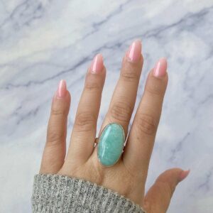 Amazonite Adjustable Ring / 925 Sterling Silver / Healing Gemstone / Gift for her / Oval Cab / Amazonite Jewellery / Statement Ring AMZ-R-2. Amazonite Adjustable Ring / 925 Sterling Silver / Healing Gemstone / Gift for her / Oval Cab / Amazonite Jewellery / Statement Ring AMZ-R-2.