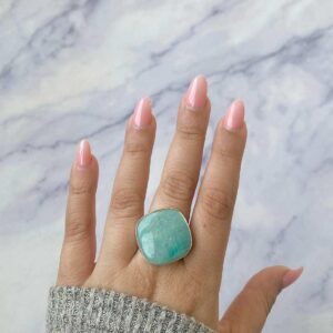 Amazonite Adjustable Ring / 925 Sterling Silver / Healing Gemstone / Gift for her / Cushion Cab / Amazonite Jewel / Statement Ring AMZ-R-11. Amazonite Adjustable Ring / 925 Sterling Silver / Healing Gemstone / Gift for her / Cushion Cab / Amazonite Jewel / Statement Ring AMZ-R-11.