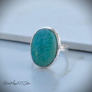 Amazonite Band Ring: 925 Sterling Silver Promise Ring Amazonite Band Ring: 925 Sterling Silver Promise Ring