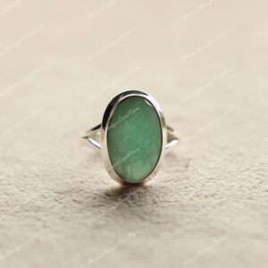 Amazonite Gemstone Ring: Handmade 925 Sterling Silver Minimalist Band Amazonite Gemstone Ring: Handmade 925 Sterling Silver Minimalist Band
