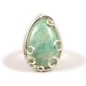 Handcrafted Sterling Silver Amazonite Ring: Wire Wrapped Artisan Jewelry Handcrafted Sterling Silver Amazonite Ring: Wire Wrapped Artisan Jewelry