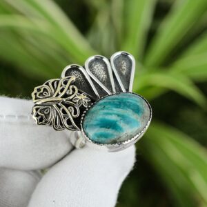Handmade Amazonite Ring: 925 Sterling Silver Boho Jewelry Handmade Amazonite Ring: 925 Sterling Silver Boho Jewelry