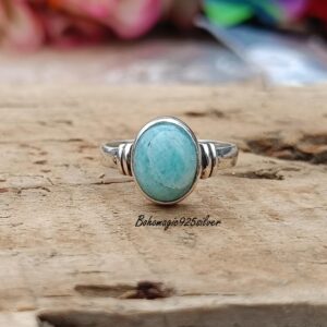 Handmade Amazonite Ring: 925 Sterling Silver Gemstone Band Handmade Amazonite Ring: 925 Sterling Silver Gemstone Band