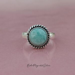 Handmade Amazonite 925 Sterling Silver Ring - Chunky Boho Ring Handmade Amazonite 925 Sterling Silver Ring - Chunky Boho Ring