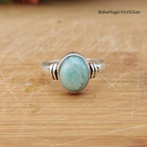 Handmade Amazonite 925 Sterling Silver Ring: Promise Jewelry Handmade Amazonite 925 Sterling Silver Ring: Promise Jewelry