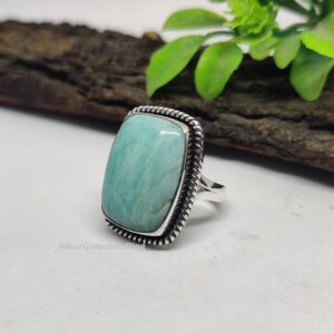Handmade Amazonite Gemstone Ring: 925 Sterling Silver Fidget Ring Handmade Amazonite Gemstone Ring: 925 Sterling Silver Fidget Ring
