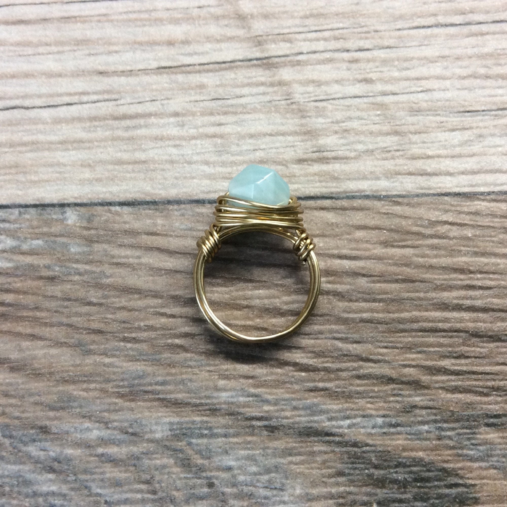 Handmade Amazonite Wire Wrapped Ring