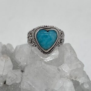 Amazonite Heart Ring, Size 9 1/2 Amazonite Heart Ring, Size 9 1/2