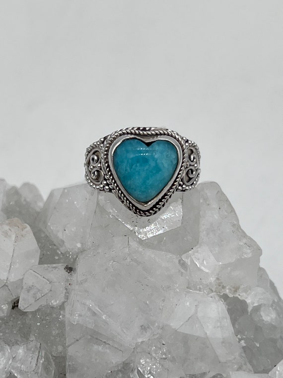 Amazonite Heart Ring, Size 9 1/2 Amazonite Heart Ring, Size 9 1/2