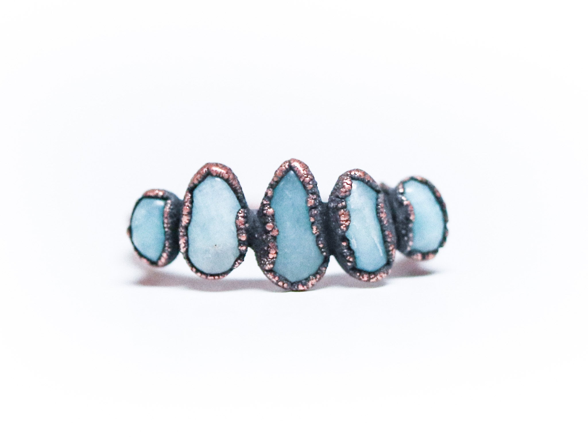 Multi Stone Ring | Raw Crystal Ring | Amazonite Ring | Electroformed Copper Amazonite Ring | Amazonite Crystal Ring | Raw Amazonite Jewelry