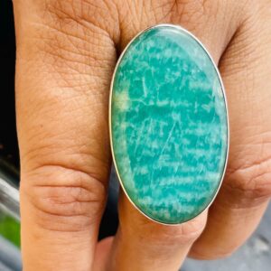 Oval Amazonite Statement Ring, Solid Sterling Silver, Boho Gypsy Jewelry Oval Amazonite Statement Ring, Solid Sterling Silver, Boho Gypsy Jewelry