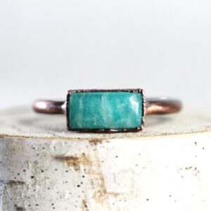 Polished Amazonite Ring - Electroformed Jewelry - Natural Blue Stone Polished Amazonite Ring - Electroformed Jewelry - Natural Blue Stone