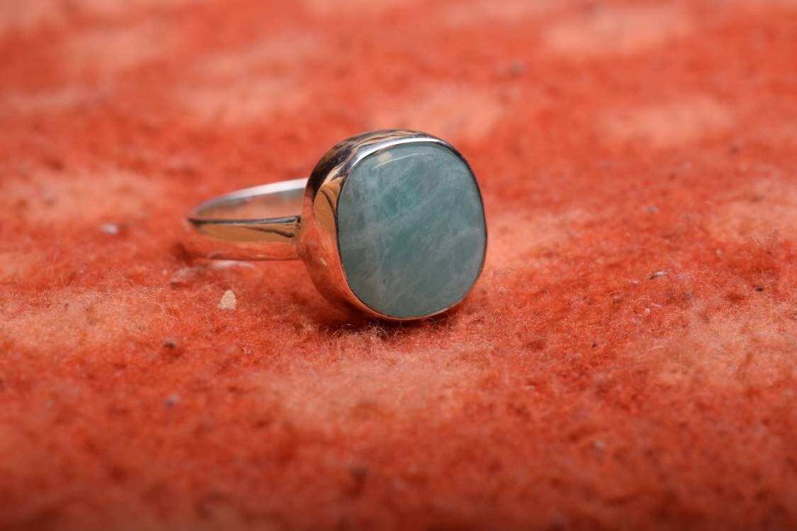 Silver Gemstone Ring, Amazonite Ring, Genuine Amazonite Ring, High Quality Amazonite, Sterling Silver Ring, Womens Wear, Gift