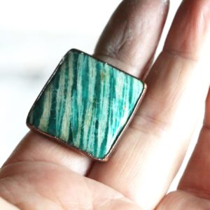 Amazonite Ring - Size 8 1/2 - Square Cabochon - Electroformed Jewelry Amazonite Ring - Size 8 1/2 - Square Cabochon - Electroformed Jewelry