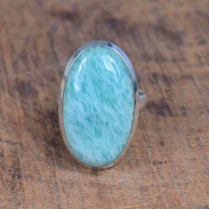 Amazonite Sterling Silver Ring: Elegant Oval Gemstone, Handmade Jewelry Amazonite Sterling Silver Ring: Elegant Oval Gemstone, Handmade Jewelry