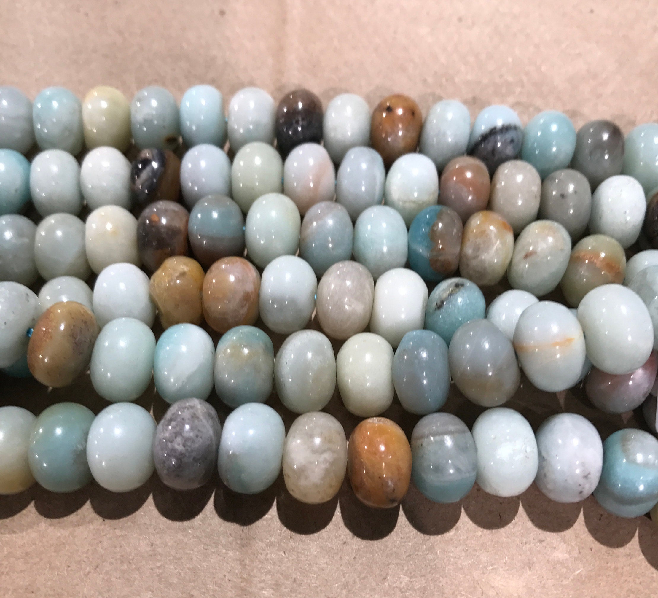 Amazonite 10x6mm 12x8mm Rondelle Gemstone Beads --15.5  Inch Gemmstone Bead