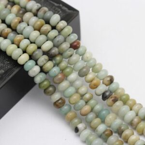 2.0mm Hole Amazonite Smooth Rondelle Beads 5x8mm 6x10mm 8" Strand