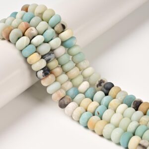 2.0mm Hole Amazonite Matte Rondelle Beads Size 5x8mm 6x10mm 8" Strand 2.0mm Hole Amazonite Matte Rondelle Beads Size 5x8mm 6x10mm 8" Strand