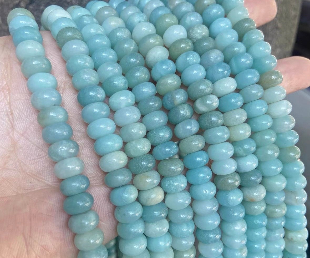 4×6mm 5×8mm Natural Amazonite Rondelle Spacer Loose Beads,diy Handmade Jewelry Making Beaded Accessories,15 Inches One Strand