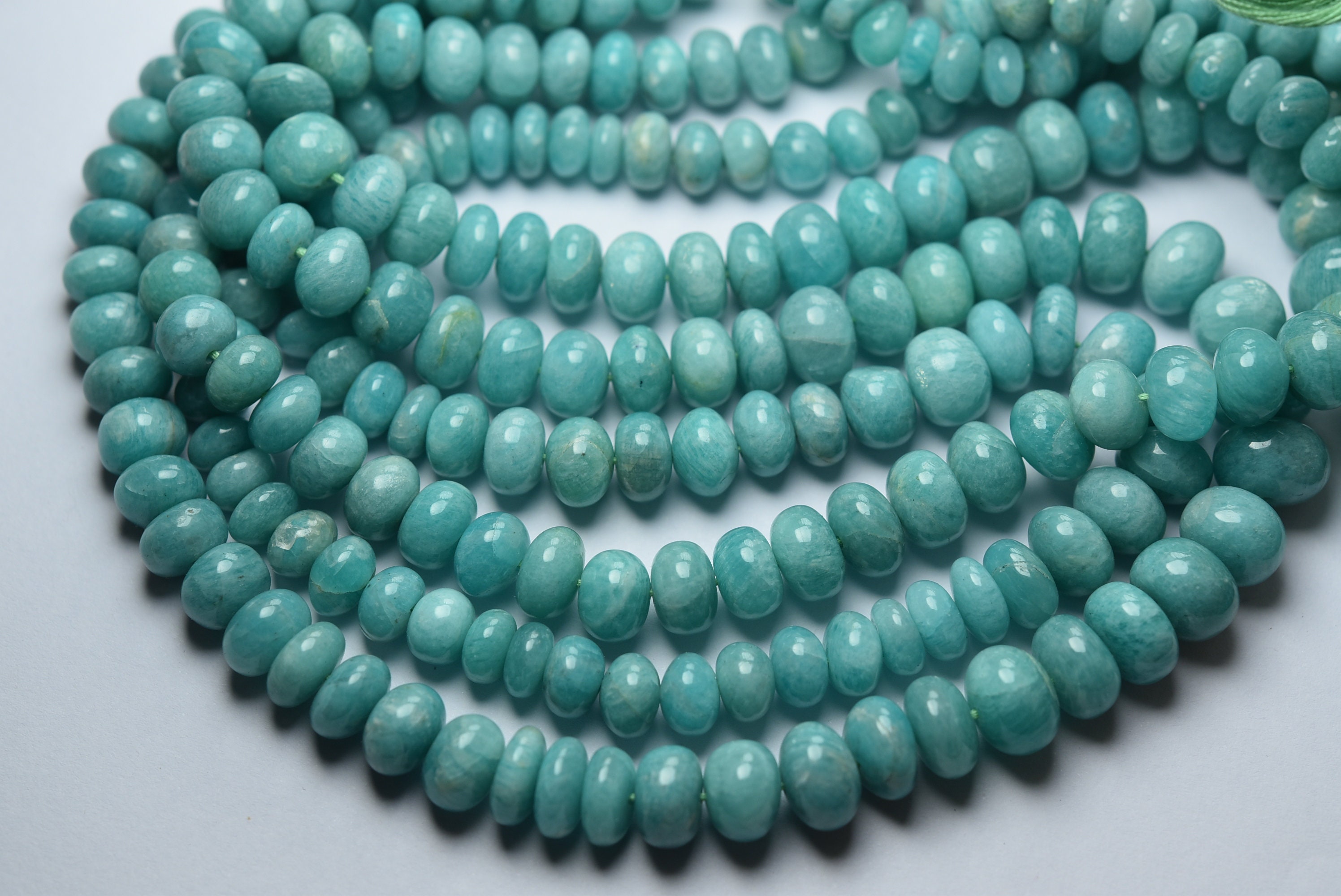 8 Inch Strand,natural Amazonite Smooth Shape Rondelles, Size. 7-8mm 8 Inch Strand,natural Amazonite Smooth Shape Rondelles, Size. 7-8mm