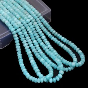 AAA+ Natural Amazonite Gemstone 6mm-7mm Smooth Rondelle Beads | 16inch Strand | Amazonite Semi Precious Gemstone Loose Beads for Jewelry