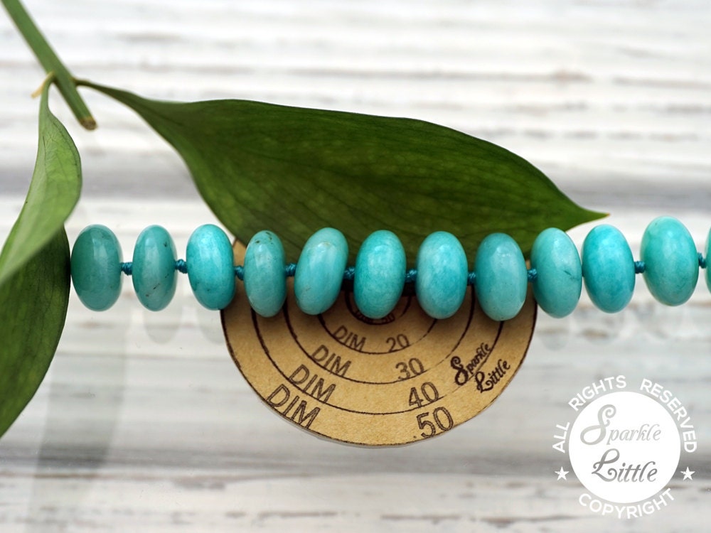 Amazonite Rondelle Beads 13-14mm, Peruvian Gemstone Strand