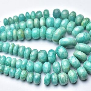 Big Beautiful Amazonite Rondelle Beads - 8 Inches - Natural Smooth Shape Rondelles Beads - Size is 6.5-13mm #2193 Big Beautiful Amazonite Rondelle Beads - 8 Inches - Natural Smooth Shape Rondelles Beads - Size is 6.5-13mm #2193